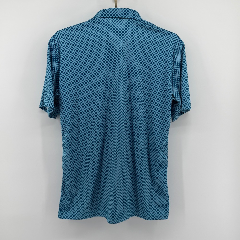 $88 NEW Collars & Co Mens L Dress Collar Polo Performance Blue Geometric Stretch - Picture 8 of 8